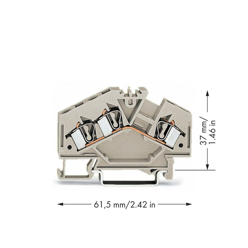 WAGO - Durchgangs-Reihenklemme 3-Leiter-Durchgangsklemme 281-998 4mm² − 100 Stück