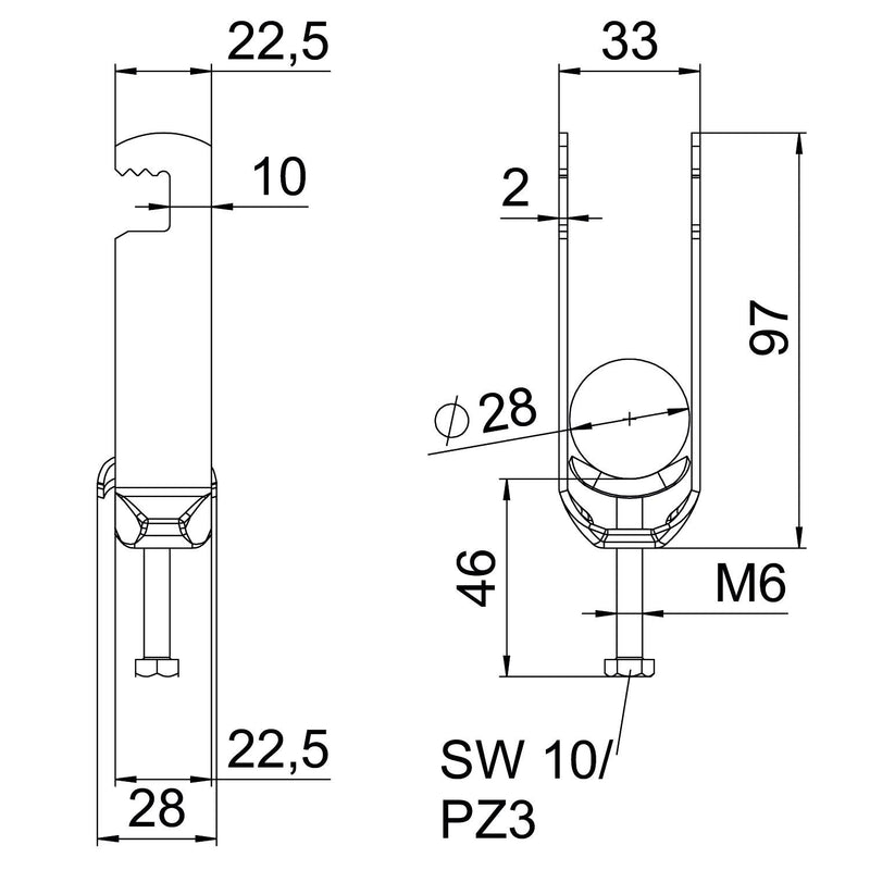 OBO Bettermann - Bügelschelle BS-F2-M-28 FT 2-fach − 50 Stück