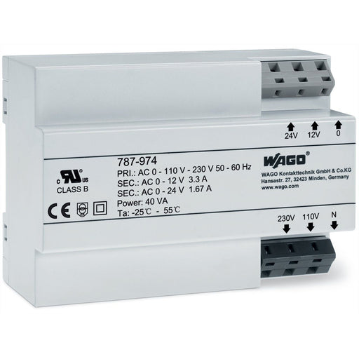 WAGO - Wechselstromversorgung Transformatorstromversorg. 787-974 AC230V, AC12-24V