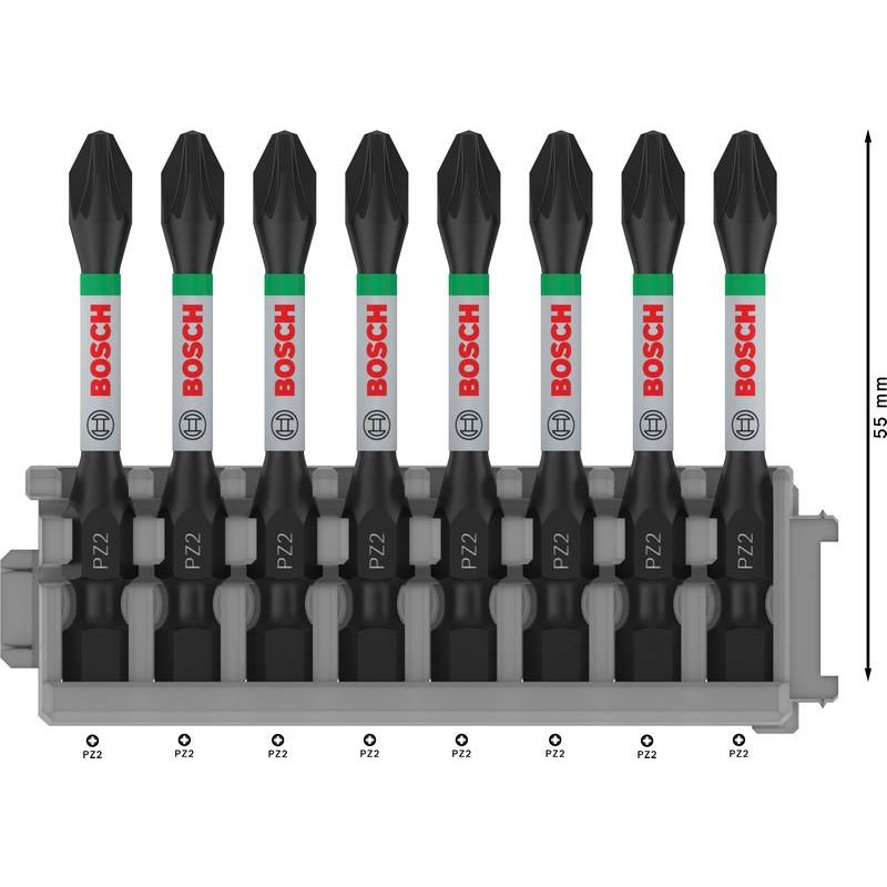 Bosch - Bit-Set PRO Pozidriv Impact Bit, 2608522331 PZ2, 55 mm, 8-tlg