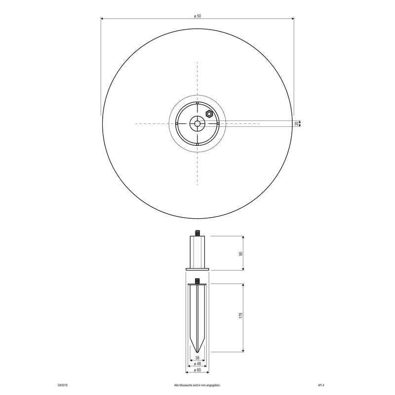 EVN Lichttechnik - Wegeleuchte Kugel-Leuchte D50cm GK5018 E27 40W granitoptik
