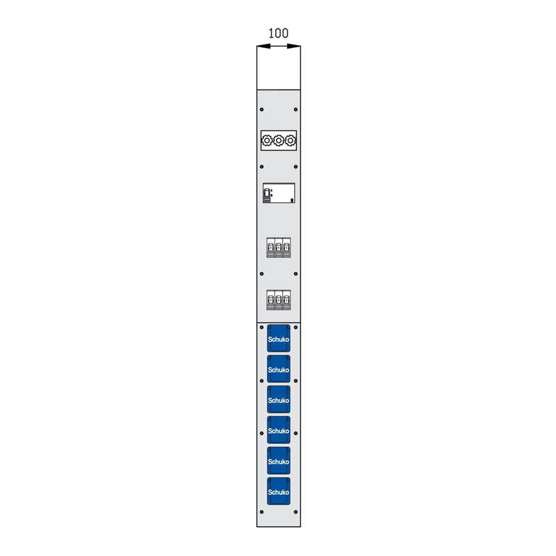 Walther Werke - Baustromverteiler Wechselmodul 86010006 100mm,1RCD,6Schutz