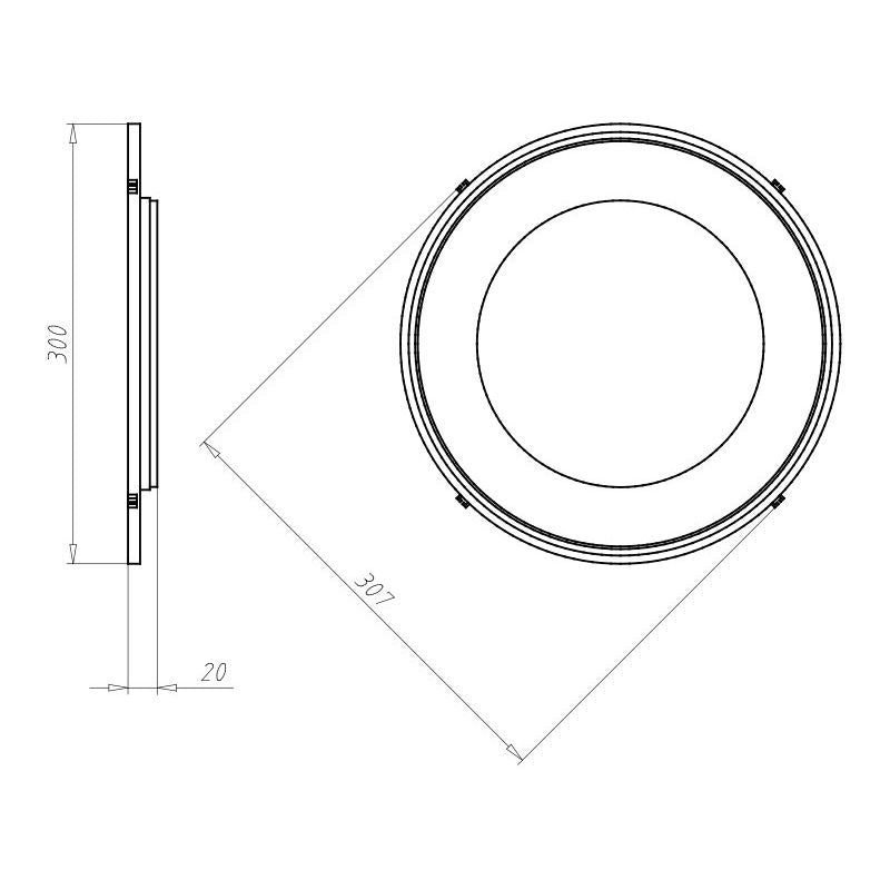 Kaiser - Zubehör/Ersatzteile für Leuchteneinbaugehäuse Frontteil HaloX 250 1283-02 Einbaudurchm. 190mm