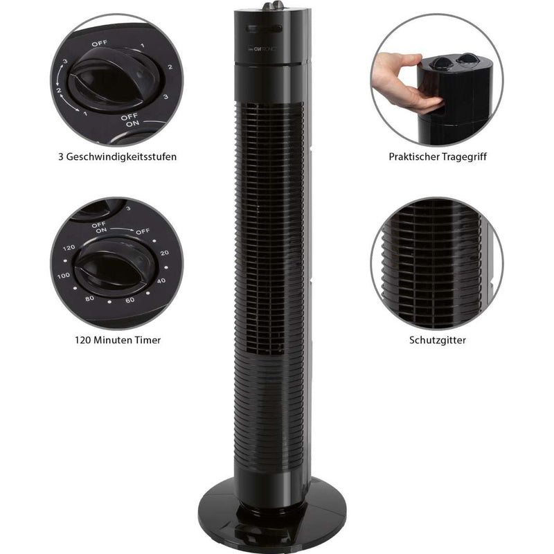 CLATRONIC - Umluftventilator Towerventilator CTC TVL 3770 sw 4Stufen