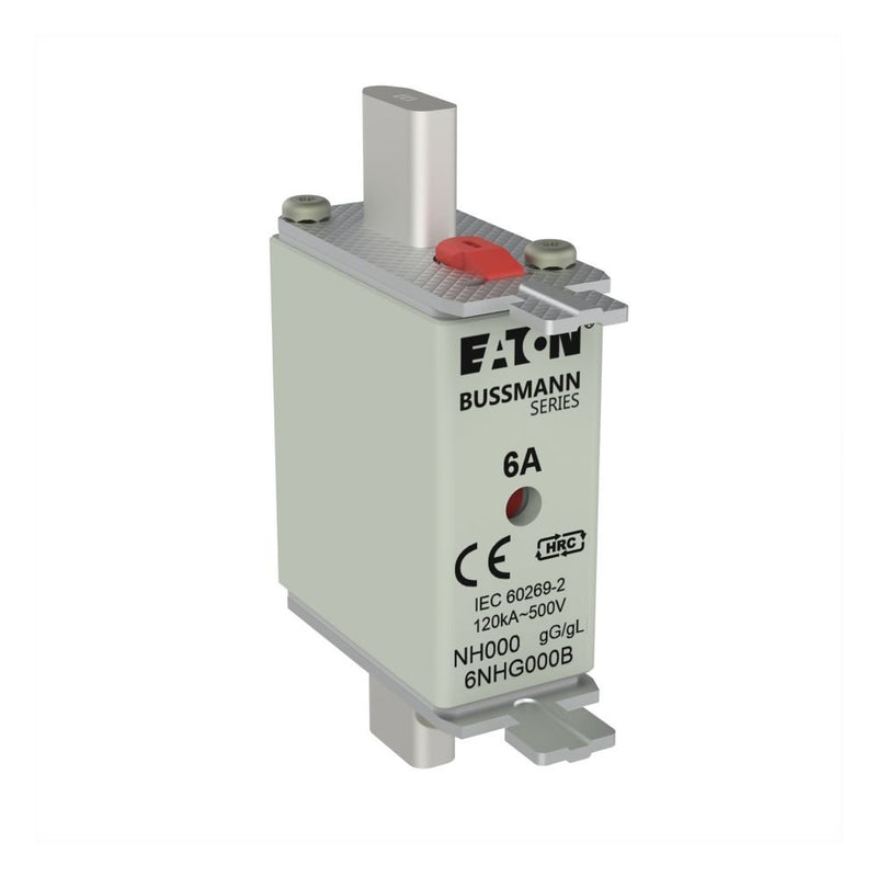 Eaton - Messersicherung Sicherungseinsatz Nieders. NH-SICHERU#6NHG000B 6A AC 500V 120kA − 3 Stück