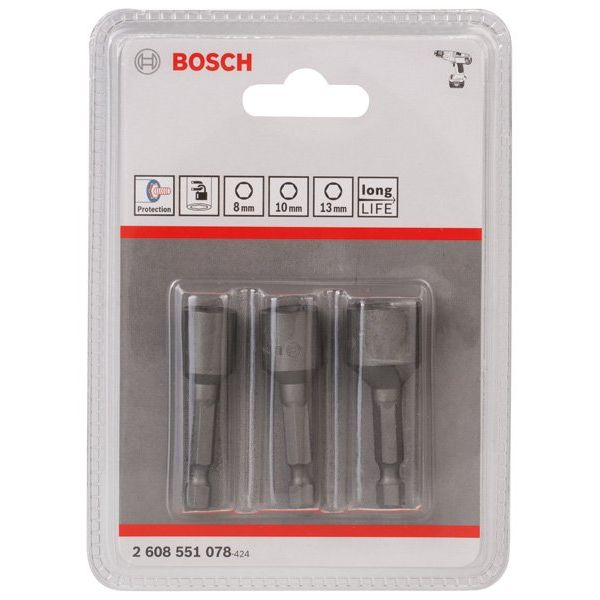 Bosch - Steckschlüsselset 3-tlg. Steckschlüsselpack, 2608551078 8/10/13 mm