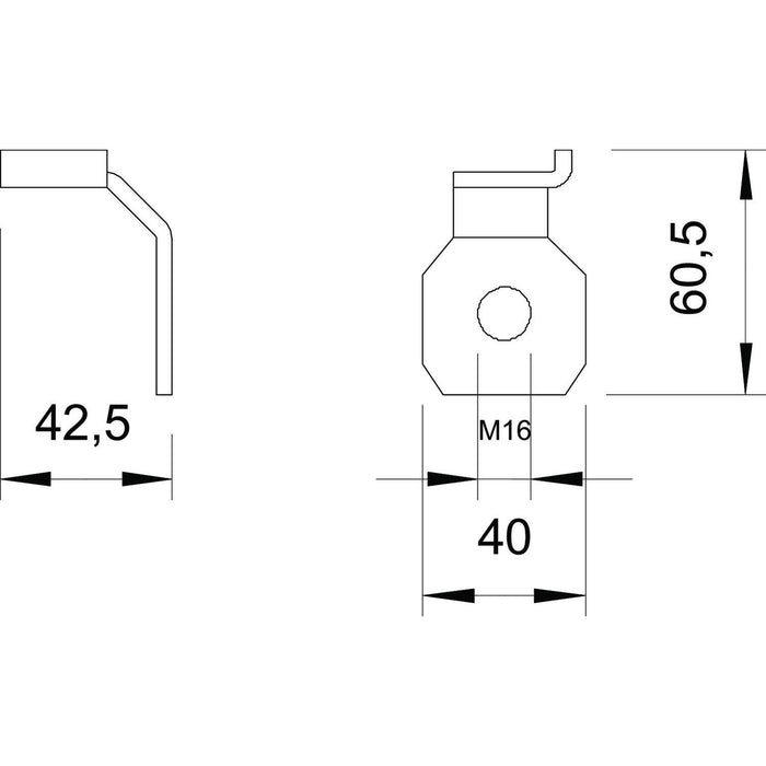OBO Bettermann Vertr - Zubehör/Ersatzteile für Erdung und Blitzschutz Anschlusslasche 485 M16 − 2 Stück
