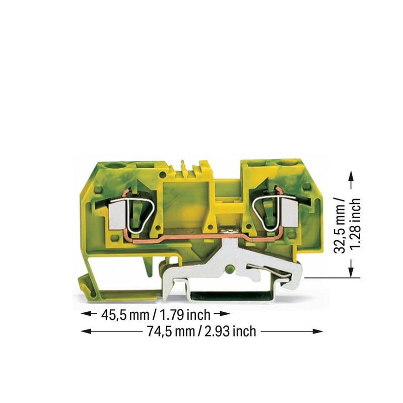 WAGO - Schutzleiter-Reihenklemme Schutzleiterklemme 282-907 gn/ge 0,2-6qmm