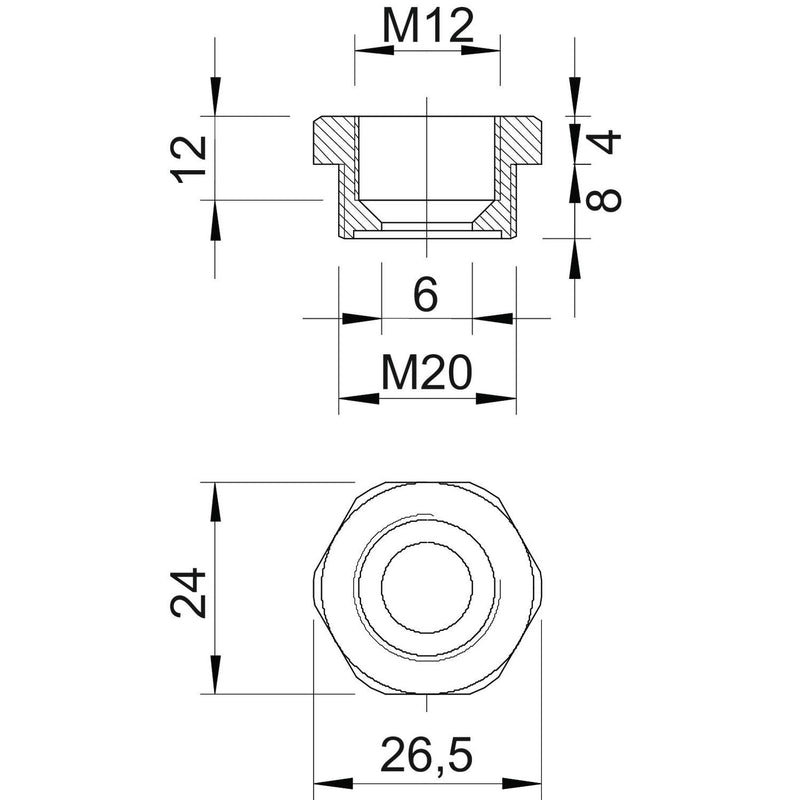 OBO Bettermann - Erweiterungs-/Reduzierring Reduktion 107 R M20-12 PA Iso,lgr