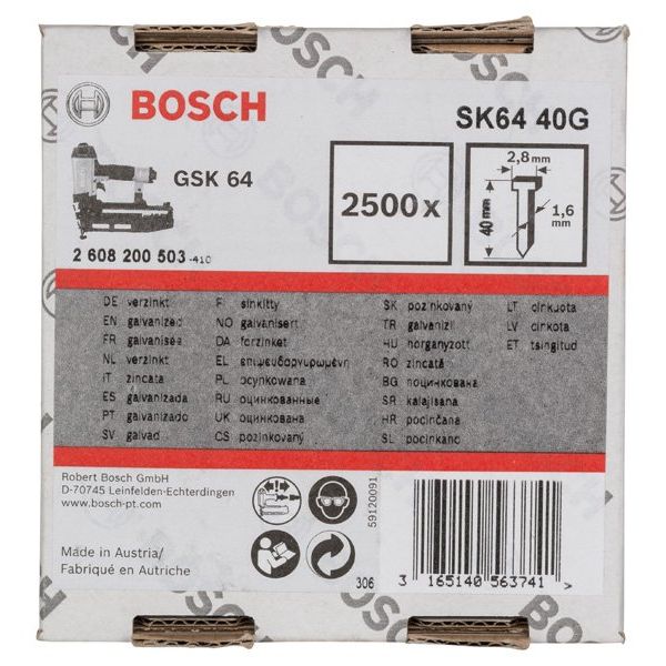 Bosch - Nagel für Nagelgerät Senkkopf-Stift SK64 40G, 2608200503 1,6 mm 40 mm