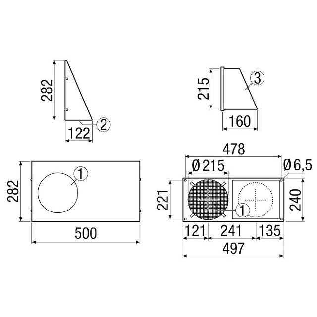 Maico - Zubehör/Ersatzteile für Ventilatoren Kombi-Wandstutzen KWH 20/2 R