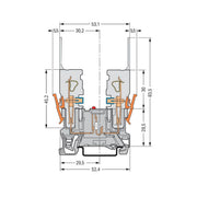 WAGO - Bauelement-Reihenklemme 2-Pin-Bauelement-Basiskle. 769-229/281-413 LED rot,DC 24 V,grau − 100 Stück