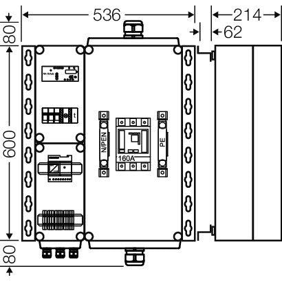 Hensel - Verteilerbaugruppe mit Leistungsschalter PV-Freischaltstelle Mi AE 3233 100kVA, 3-p. m.LS+NA