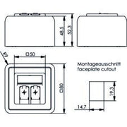 Telegärtner - Kommunikationsanschlussdose Kupfer Modulaufnahme 100021396 80x80, 2-fach AP