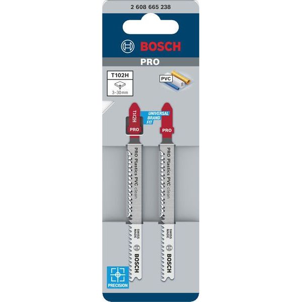 Bosch - Stichsägeblatt PRO Plastics PVC clean 2608665238VE(2) T102H Stichsägeblatt − 10 Packung