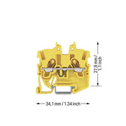 WAGO - Durchgangs-Reihenklemme 2-LeiterMini-Durchgangskl. 2050-1206 1 mm²,gelb − 100 Stück