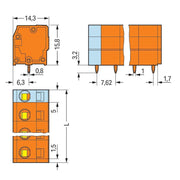 WAGO - Leiterplattenklemme 739-236 2,5mm² − 25 Stück