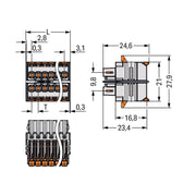WAGO - Kabelsteckverbinder für Leiterplattensteckverbinder Federleiste 1-Leiter Hebel 2734-1516/310-000 2-reihig Push-in − 25 Stück