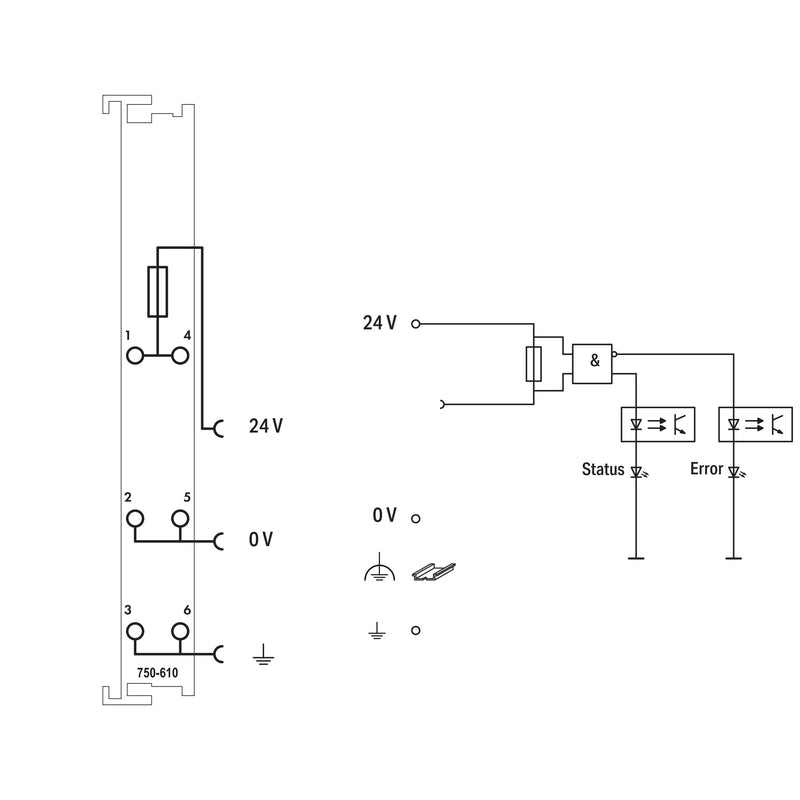WAGO - Feldbus, Dez. Peripherie - Einspeise- und Segmentmodul Potentialeinspeisung 750-610 DC24V,Sicherungshalt