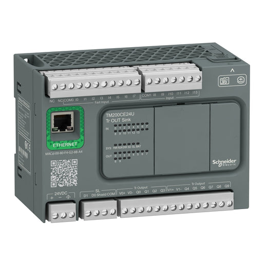Schneider Electric - SPS-Grundgerät M200 24I/O,Dc24, TM200CE24U 14In,10Out Tr.Npn,1