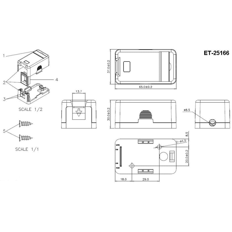 EFB-Elektronik - Kommunikationsanschlussdose Kupfer Industrie Keystone Verteilerbox ET-25168 Aufputz, 2-Port