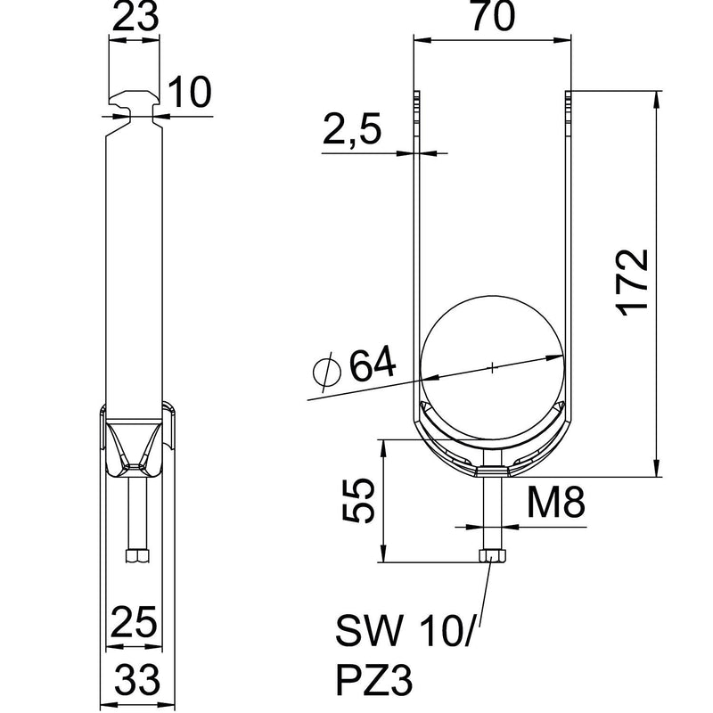 OBO Bettermann - Bügelschelle BS-H2-M-64 FT 2-fach − 50 Stück