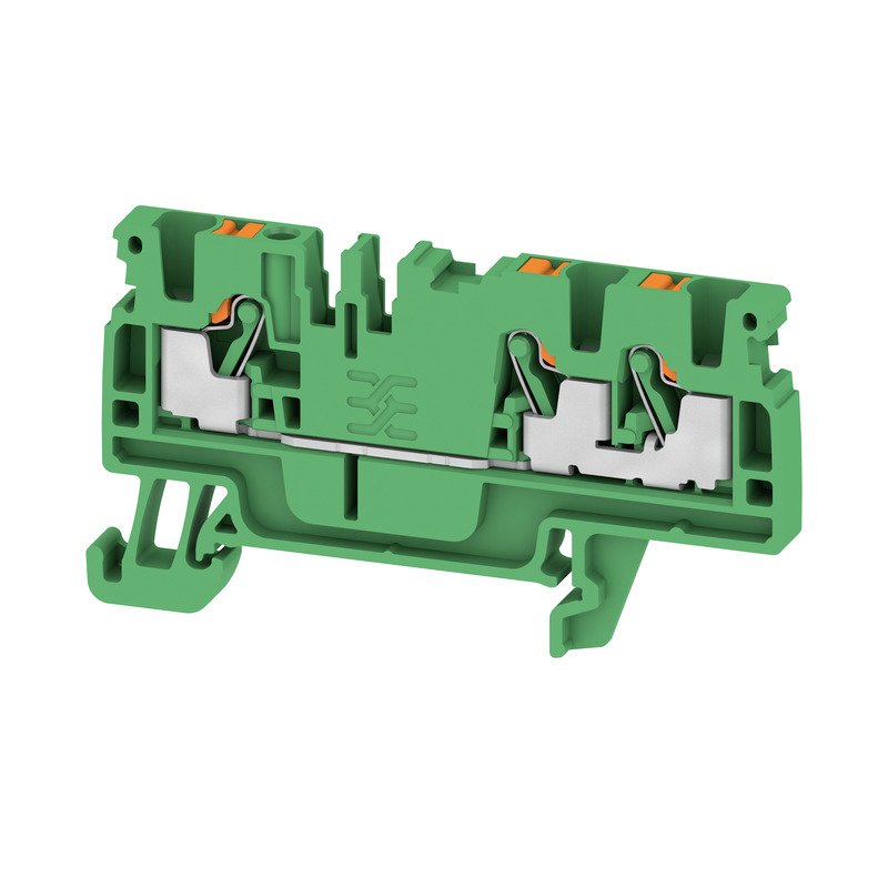 Weidmüller - Durchgangs-Reihenklemme A3C 2.5 GN PUSH IN, 2.5 mm² − 100 Stück