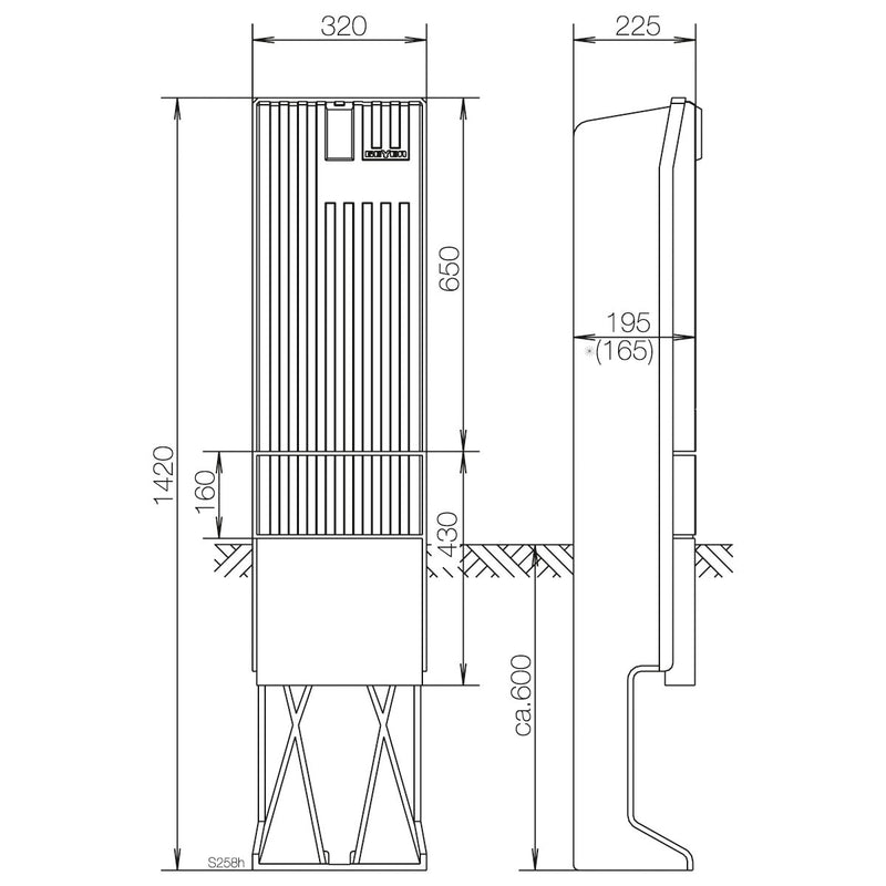 ABN - Leergehäuse Säule BH4 leer SK142H E-Cu 30x5mm
