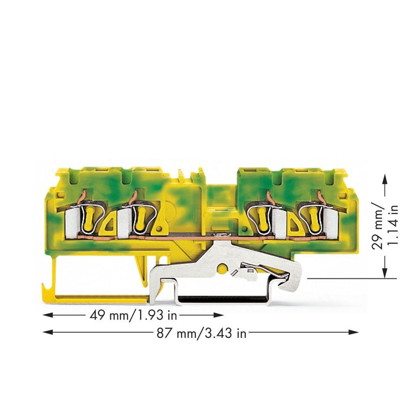 WAGO - Schutzleiter-Reihenklemme 4-Leiter-Schutzleiterklem. 880-837/999-940 grün-gelb − 50 Stück