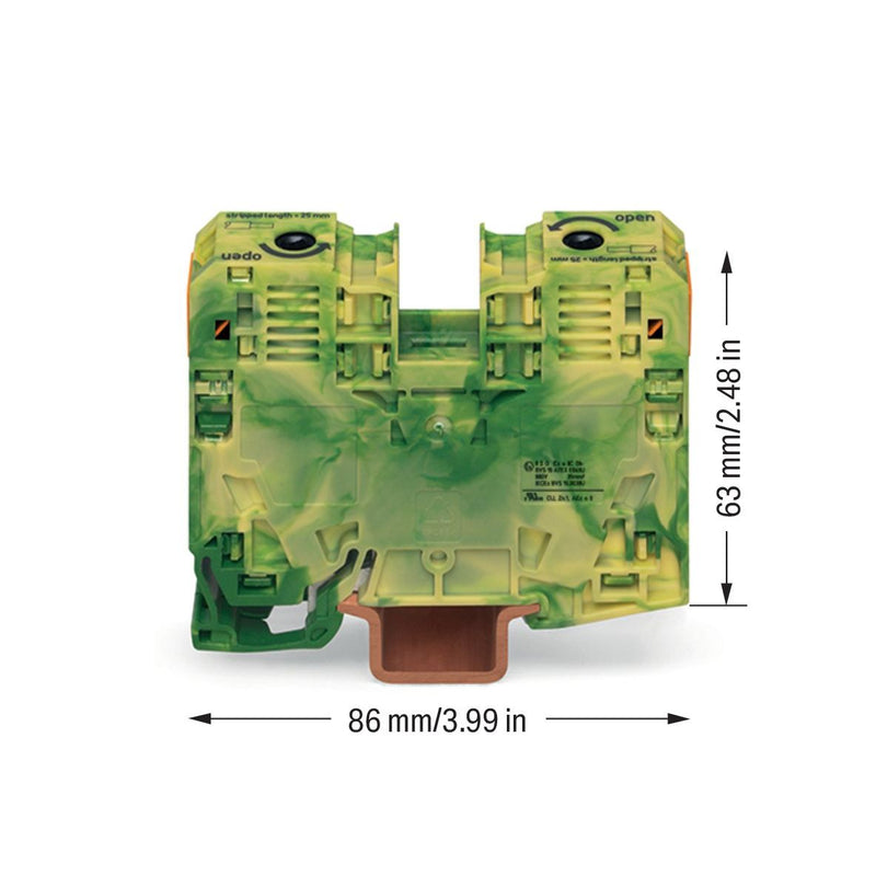 WAGO - Schutzleiter-Reihenklemme 2-Leiter-Schutzleiterklem. 285-137/999-950 35mm² − 15 Stück
