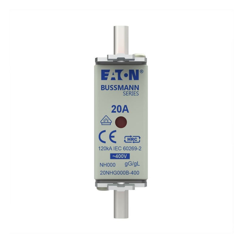 Eaton - Messersicherung Sicherungseinsatz Nieders. 20NHG000B-400 20A AC 400V 120kA − 3 Stück