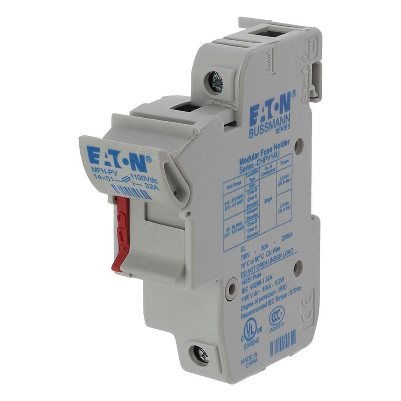 Eaton - Halter für zylindrische Sicherung Sicherungshalter 32A 1500V 1P 14x51 #CHPV141U superflink 1polig − 6 Stück