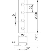 OBO Bettermann - Stiel/Profilschiene Profilschiene CL2712P2000FT tauchf.vz − 2 Meter