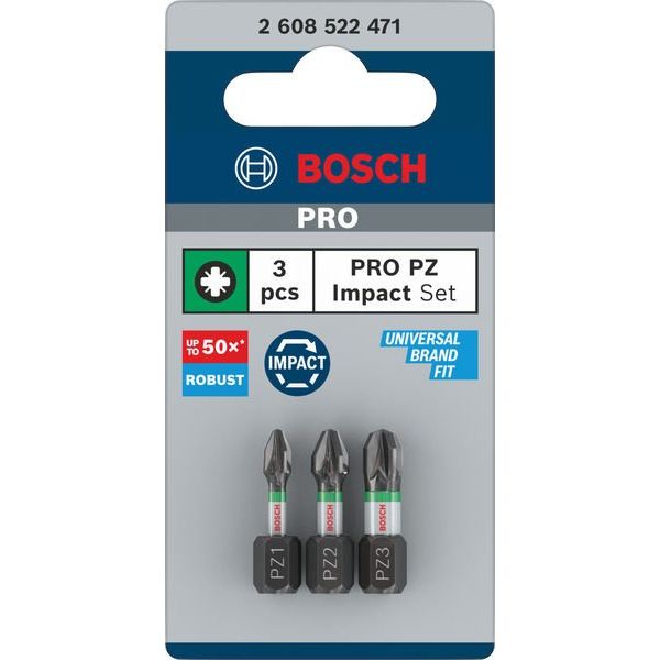 Bosch - Bit PRO PZ Impact Bit 2608522471 Set, 25 mm, 3-tlg