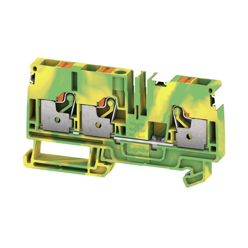Weidmüller - Schutzleiter-Reihenklemme Klemme A3C 6 PE DL PUSH IN, 6 mm² − 50 Stück