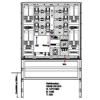 GSAB Elektrotechnik - Zähler-Komplettschrank Wandlermessung 04.W250.Ei-AR-01 N-energie 250A