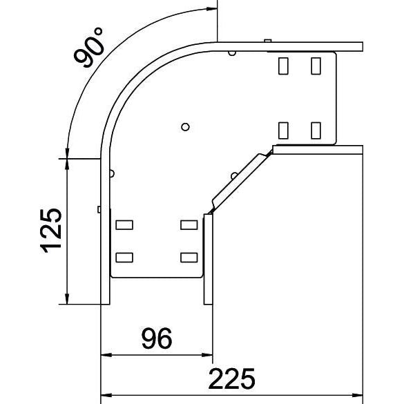 OBO Bettermann - Bogen für Kabelrinne Bogen 90 Grad RB 90 810 FS 85x100 bandverzinkt