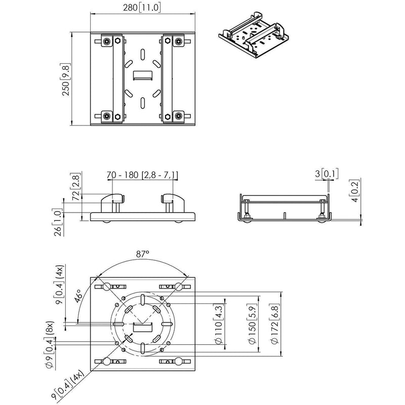 Vogels - Zubehör/Ersatzteile für Unterhaltungselektronik Adapter Stahlprofilträger PUA9515 sw Connect-it,70-180mm