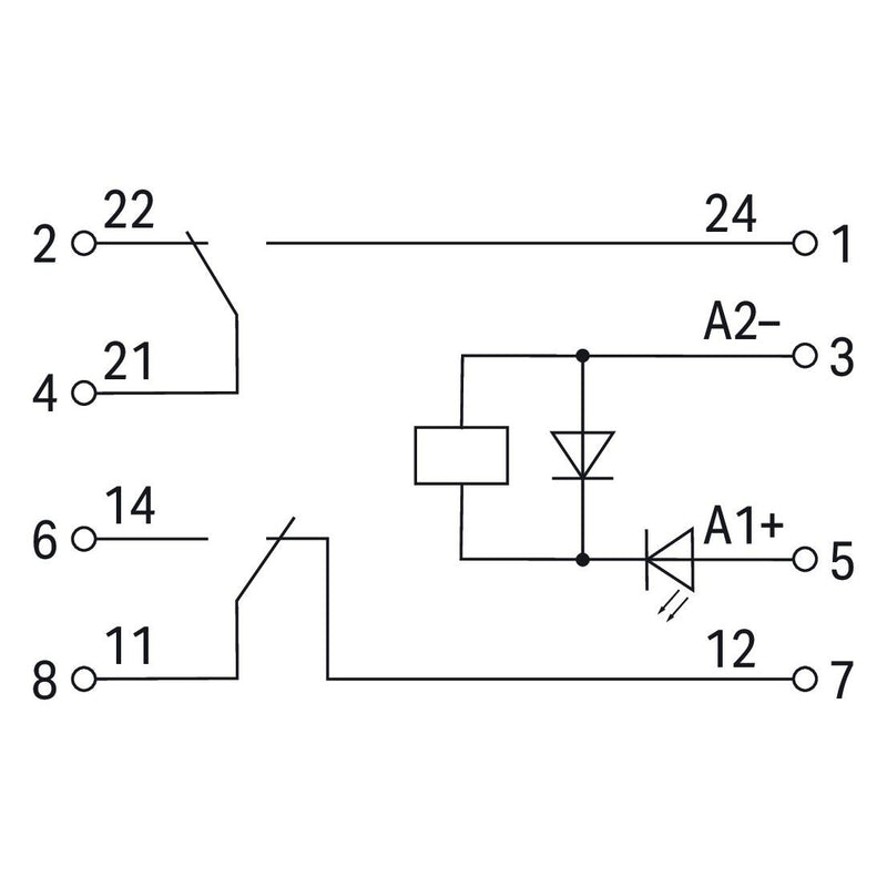 WAGO - Bauelementestecker Relaismodul 2042-3044 DC 24 V,2 Wechsler − 4 Stück