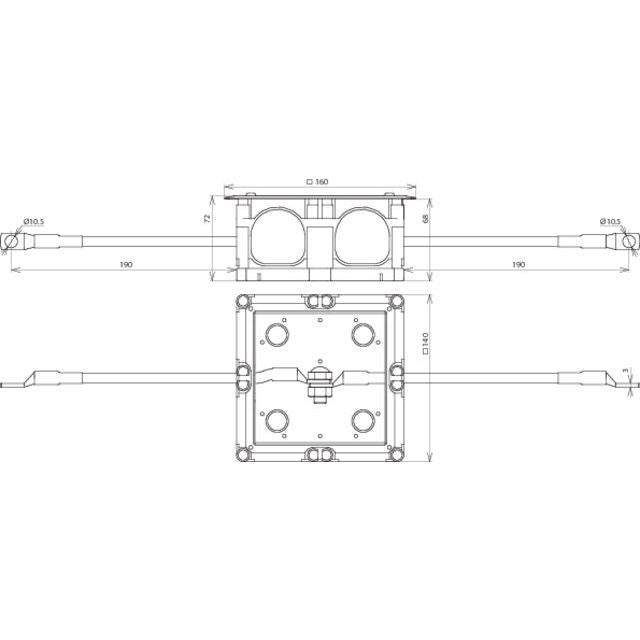 DEHN - Zubehör/Ersatzteile für Erdung und Blitzschutz UP-Trennstellenkasten TSK140X140V2AAL16CU 160x160x68mm