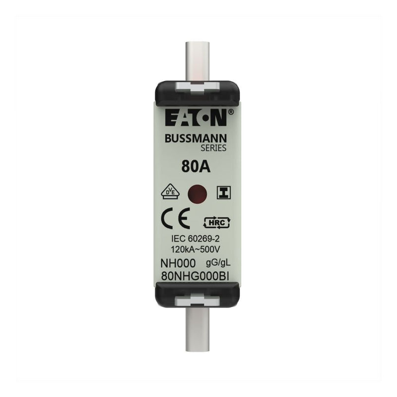 Eaton - Messersicherung Sicherungseinsatz Nieders. 80NHG000BI 80A AC 500V 120kA − 3 Stück
