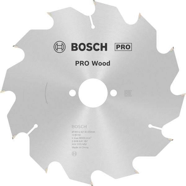 Bosch - Kreissägeblatt PRO Wood Kreissägeblatt, 2608641187 190 x 2,6 x 30 mm