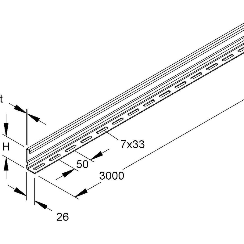 Niedax - Trennwand für Kabeltragsystem Trennsteg RW 60-2.0 S 58x2998mm − 3 Meter