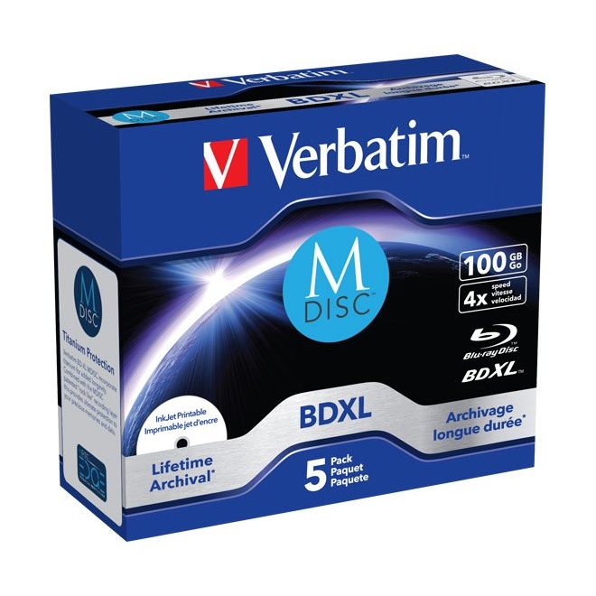 Verbatim - Speichermedium digital M-DISC BD-R XL 100GB/1-4x 43834 (VE5) Jewelcase (5 Disc)