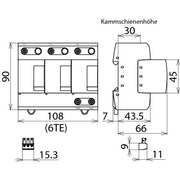 DEHN - Blitzstromableiter für Energietechnik Blitzstromableiter DB MU 3PY 208 3W+G R Typ1 DEHNbloc M