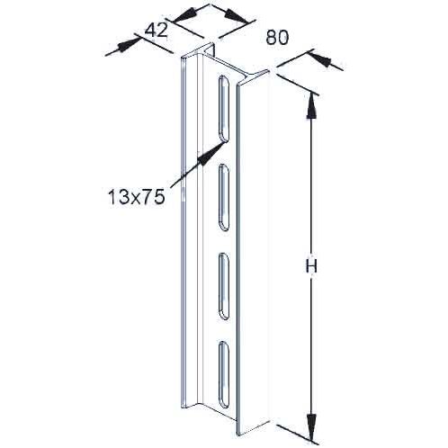 Rico - Stiel/Profilschiene H-Stiel I80 16A1-600 L=600mm o.Kopfplat
