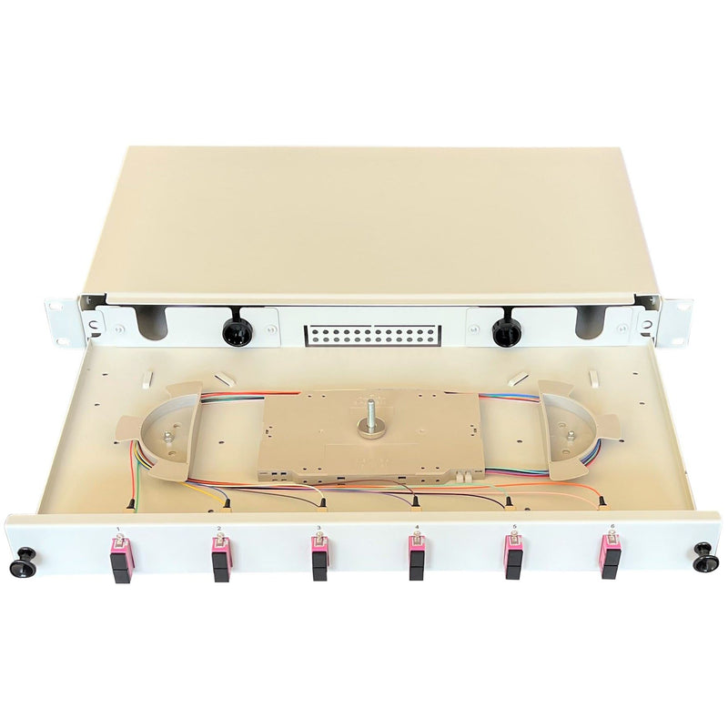 Paschke - Patchpanel LWL Spleissbox ausziehbar 19" 443705VI-06SA 6x SCd OM4 PINK