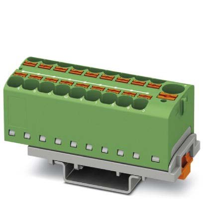 Phoenix Contact - Durchgangs-Reihenklemme Verteilerblock PTFIX10/18X4-NS35GN − 8 Stück