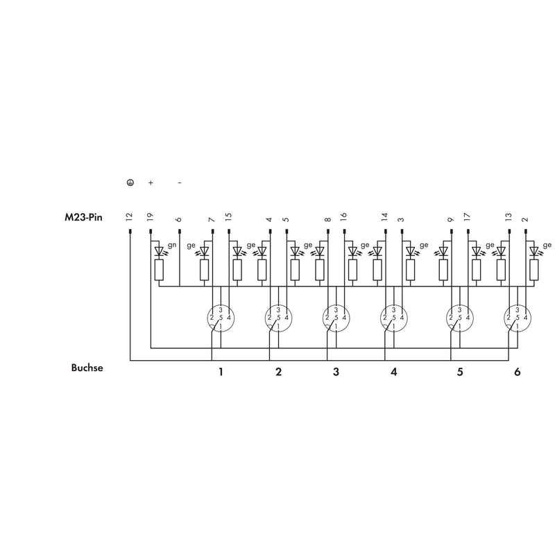 WAGO - Passiver Sensor-/Aktor-Verteiler (ohne Leitung) M12-Sensor-/-Aktorbox 757-165 6-fach,5-polig