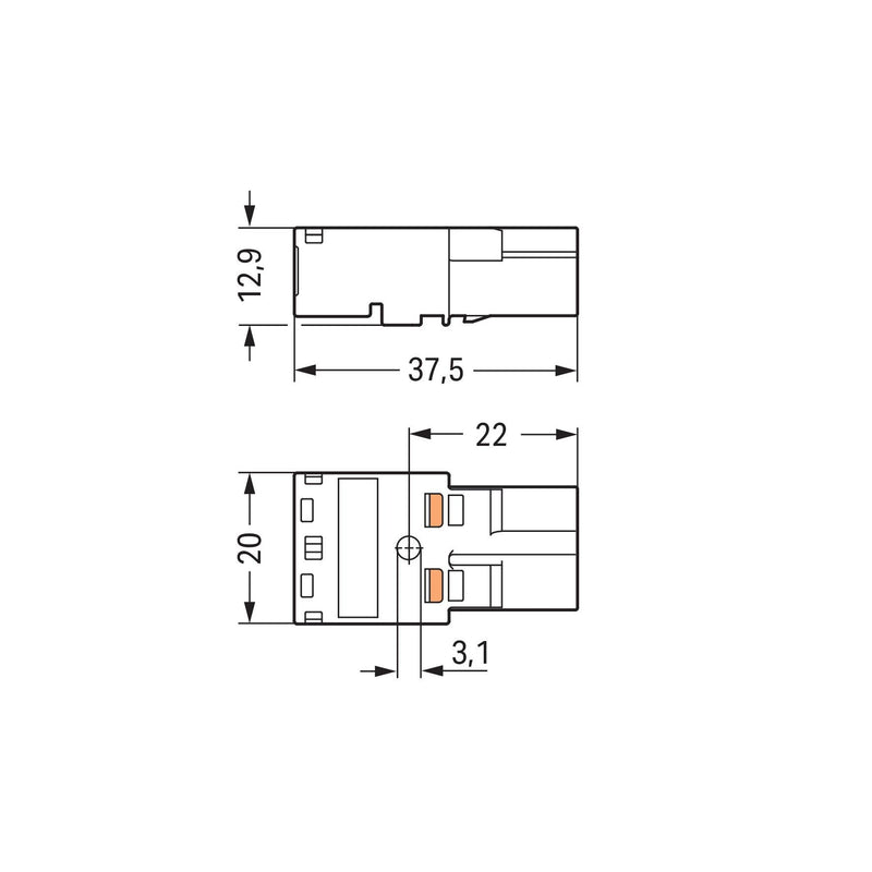 WAGO - Steckverbinder für steckbare Gebäudeinstallation Stecker 2-polig 770-1172 Kod. L,dunkelgrau − 100 Stück